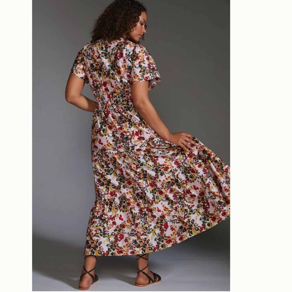 Anthropologie Floral Maxi Dress in Pink, Red, Yellow - Picture 5 of 11